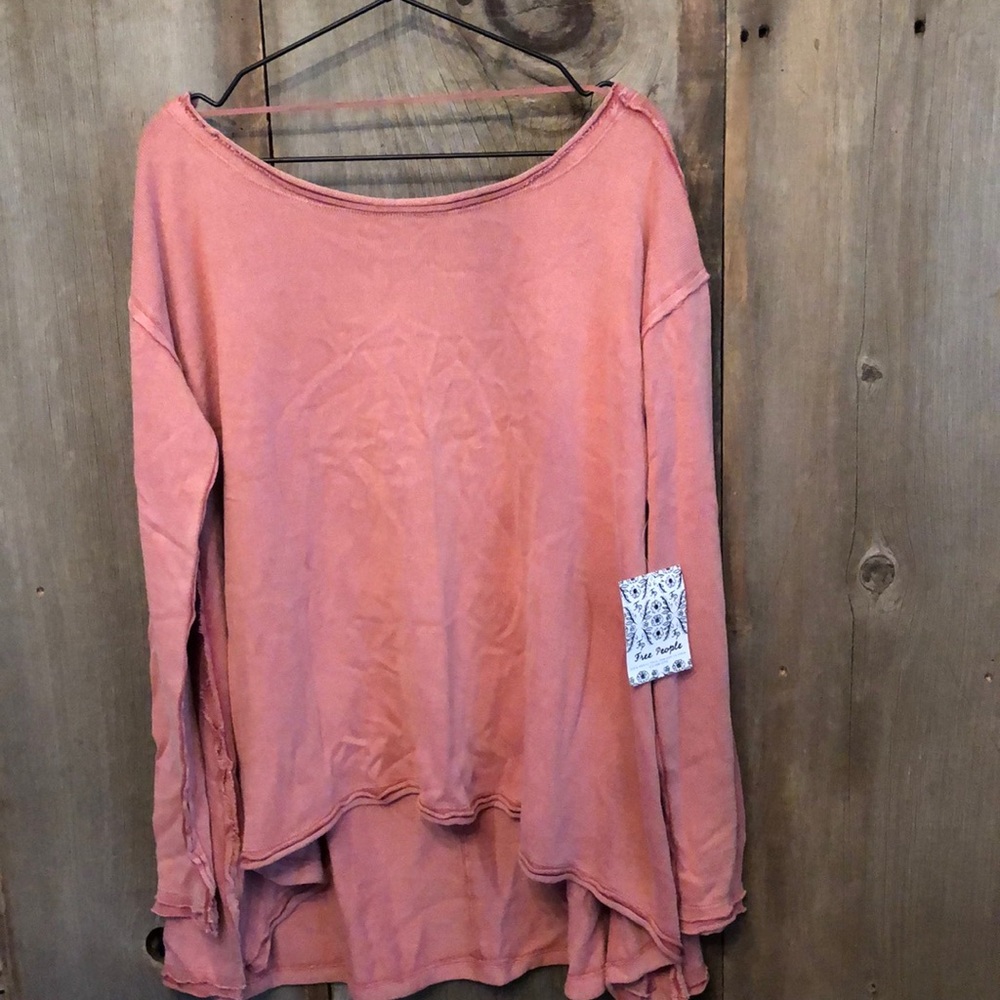 Free People We The Free Pink Low Back Oversized Lightweight Sweatshirt XS